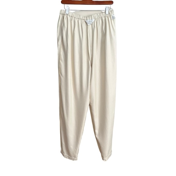 SUSIE TOMPKINS Vintage Cream Silk Pants Minimalist Clean Girl Timeless Large - Picture 8 of 14